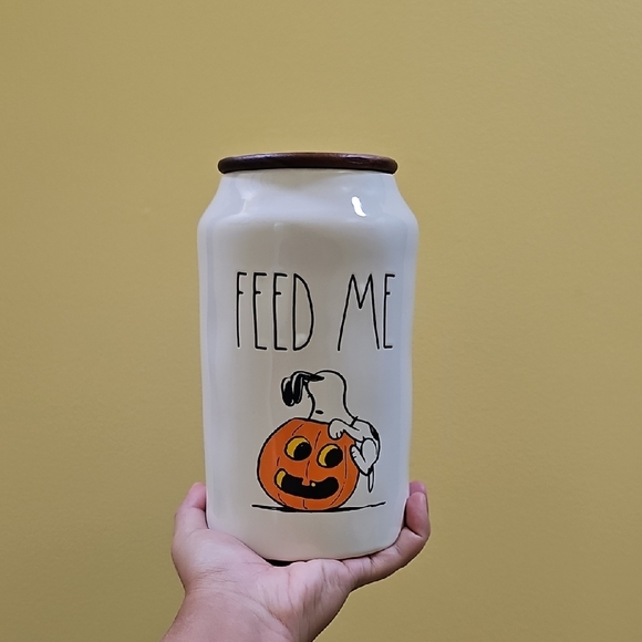 Rae Dunn Other - 💕2XHOST PICK💕Rae Dunn Peanuts 'Feed Me' Snoopy Pumpkin Treats Container